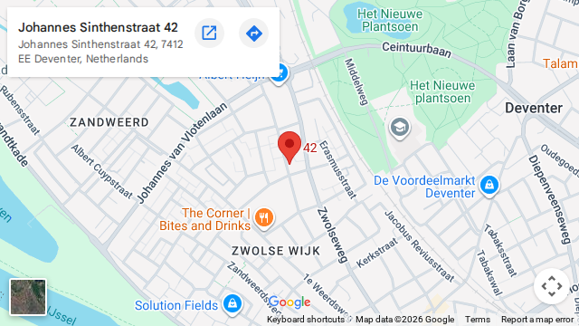 Locatie van Berends Hoveniers op de kaart: Johannes Sinthenstraat 42, Deventer